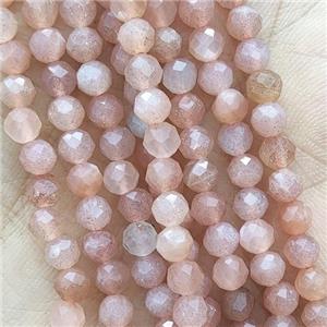 Peach SunStone Seed Beads Faceted Round, approx 4mm dia [GB14376-4MM]
