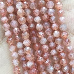 Tiny Peach SunStone Beads Faceted Round A-Grade, approx 4mm dia [GB14377-4MM]