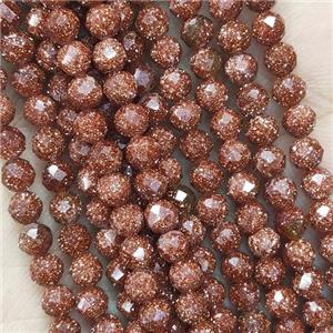 Tiny Gold SandStone Beads Faceted Round, approx 4mm dia [GB14384-4MM]