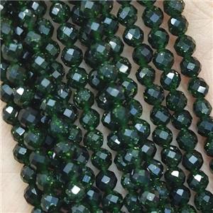 Green SandStone Seed Beads Faceted Round, approx 3mm dia [GB14386-3MM]