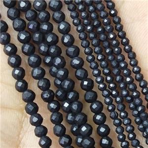 Black Jasper Seed Beads Faceted Round, approx 4mm dia [GB14423-4MM]