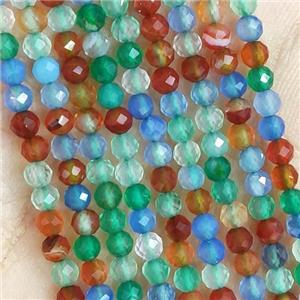 Mixed Agate Seed Beads Dye Faceted Round, approx 3mm dia [GB14430-3MM]