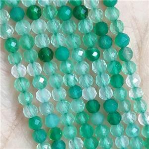 Natural Agate Beads Faceted Round Dye Green, approx 4mm dia [GB14432-4MM]