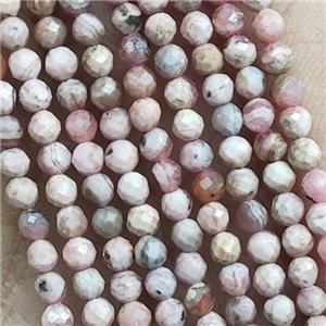 Pink Rhodochrosite Seed Beads Faceted Round, approx 3mm dia [GB14465-3MM]