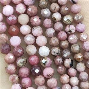 Pink Rhodonite Beads Faceted Round B-Grade, approx 2mm dia [GB14466-2MM]