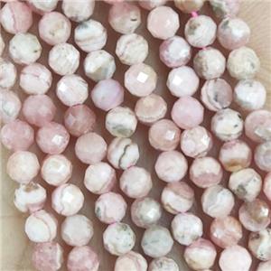 Argentine Pink Rhodochrosite Beads Faceted Round, approx 4mm dia [GB14482-4MM]