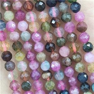 Multicolor Tourmaline Beads Tiny Faceted Round, approx 4mm dia [GB14497-4MM]