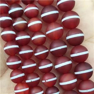 Red Tibetan Agate Beads Round Matte, approx 8mm dia [GB14514-8MM]