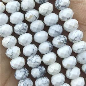 White Howlite Beads Faceted Rondelle, approx 6x8mm [GB14535]
