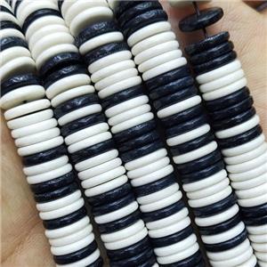 Oxidative Agate Heishi Spacer Beads White and Black, approx 4mm [GB14565-4MM]