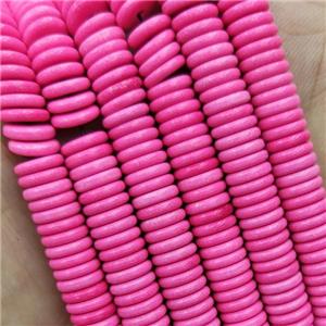 Hotpink Oxidative Agate Heishi Spacer Beads, approx 4mm [GB14570-4MM]