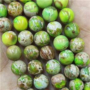 Round Olive Imperial Jasper Beads Dye, approx 4mm dia [GB14582-4MM]
