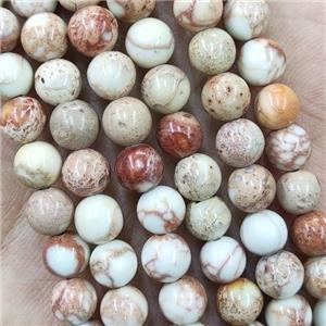 Natural Color Imperial Jasper Beads Round White Smooth, approx 10mm dia [GB14589-10MM]
