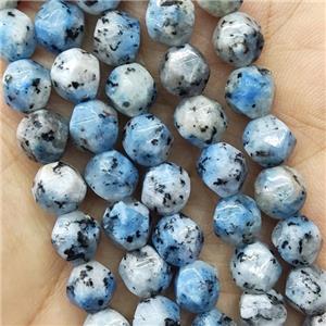 Kiwi Jasper Beads Blue Dye Cut Round, approx 7-8mm [GB14660]