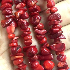 Red Coral Chip Beads Freeform, approx 5-8mm, 32inch length [GB14753]