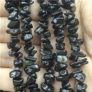 Black Agate Chip Beads Freeform, approx 5-8mm, 32inch length [GB14764]
