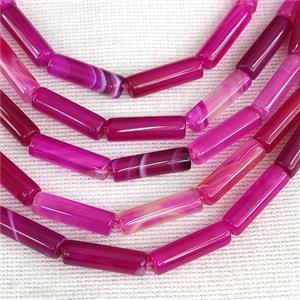 Hotpink Agate Tube Beads Dye, approx 4x13mm [GB14792]