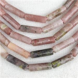 Pink Plum Blossom Jasper Tube Beads, approx 4x13mm [GB14801]