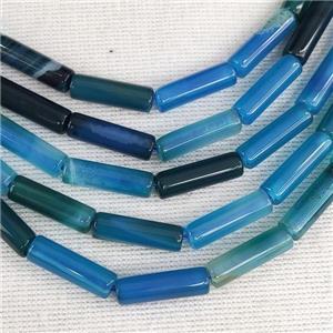 Blue Agate Tube Beads Dye, approx 4x13mm [GB14804]