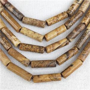 Picture Jasper Tube Beads, approx 4x13mm [GB14810]