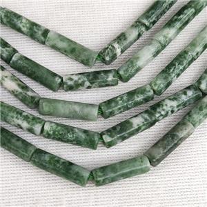 Green Dalmatian Jasper Tube Beads, approx 4x13mm [GB14811]