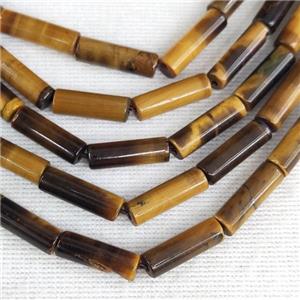 Natural Yellow Tiger Eye Stone Tube Beads, approx 4x13mm [GB14816]