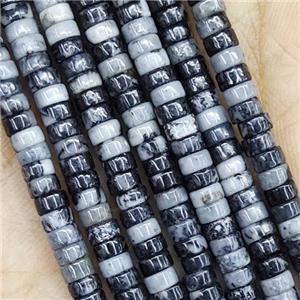 Black White Jasper Beads Heishi, approx 2x4mm [GB14842]