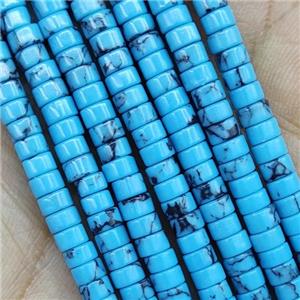 Blue Synthetic Turquoise Heishi Beads, approx 2x4mm [GB14874]