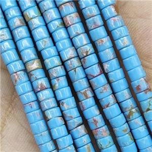 Blue Synthetic Turquoise Heishi Beads, approx 2x4mm [GB14875]