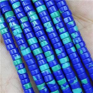 Blue Synthetic Rainforest Stone Heishi Beads, approx 2x4mm [GB14879]