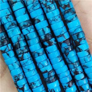 Blue Synthetic Turquoise Beads Heishi, approx 3x6mm [GB14892]