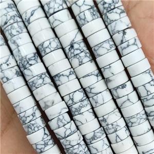 White Synthetic Turquoise Beads Heishi, approx 3x6mm [GB14894]