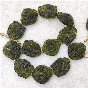 Green Lampwork Lava Glass Beads Slice Freeform Rough, approx 25-32mm [GB14908]