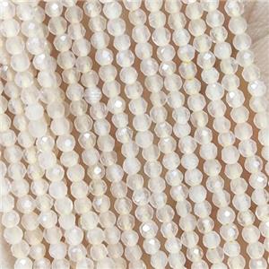 Salmon Cat Eye Glass Beads Faceted Round, approx 2mm dia [GB14910]