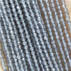 Gray Cat Eye Glass Beads Faceted Round, approx 2mm dia [GB14913]