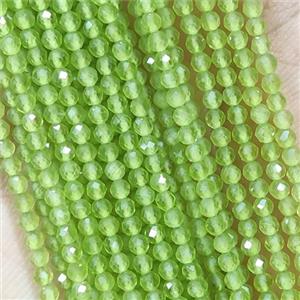 Olive Cat Eye Glass Beads Faceted Round, approx 2mm dia [GB14918]