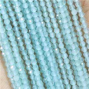 Aqua Cat Eye Glass Beads Faceted Round, approx 2mm dia [GB14919]