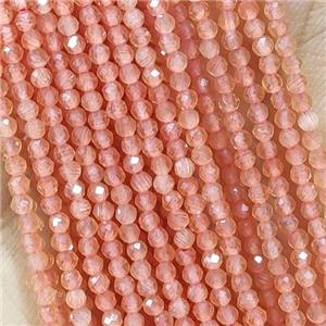 Orange Cat Eye Glass Beads Faceted Round, approx 2mm dia [GB14921]