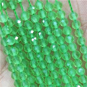 Green Cat Eye Glass Beads Faceted Round, approx 3mm dia [GB14933]