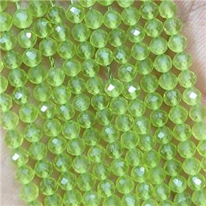 Olive Cat Eye Glass Beads Faceted Round, approx 3mm dia [GB14934]