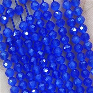 Royalblue Cat Eye Glass Beads Faceted Round, approx 3mm dia [GB14936]