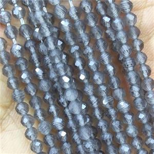 Gray Cat Eye Glass Beads Faceted Round, approx 3mm dia [GB14942]