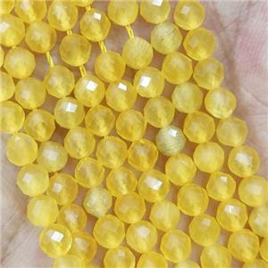 Golden Cat Eye Glass Beads Faceted Round, approx 4mm dia [GB14948]