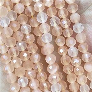 Peach Cat Eye Glass Beads Faceted Round, approx 4mm dia [GB14951]