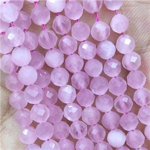 Pink Cat Eye Glass Beads Faceted Round, approx 4mm dia [GB14954]