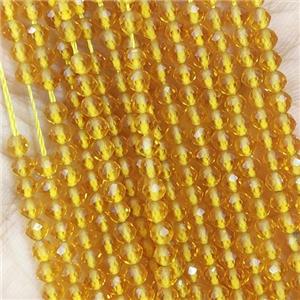 Yellow Crystal Glass Beads Faceted Round, approx 3mm dia [GB14984]
