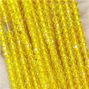 Yellow Crystal Glass Beads Faceted Round, approx 3mm dia [GB14986]