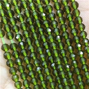 Green Crystal Glass Beads Faceted Round, approx 3mm dia [GB14987]
