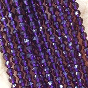 Purple Crystal Glass Beads Faceted Round, approx 3mm dia [GB14988]