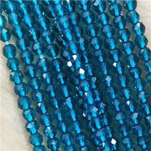 PeacockBlue Crystal Glass Beads Faceted Round, approx 3mm dia [GB14991]